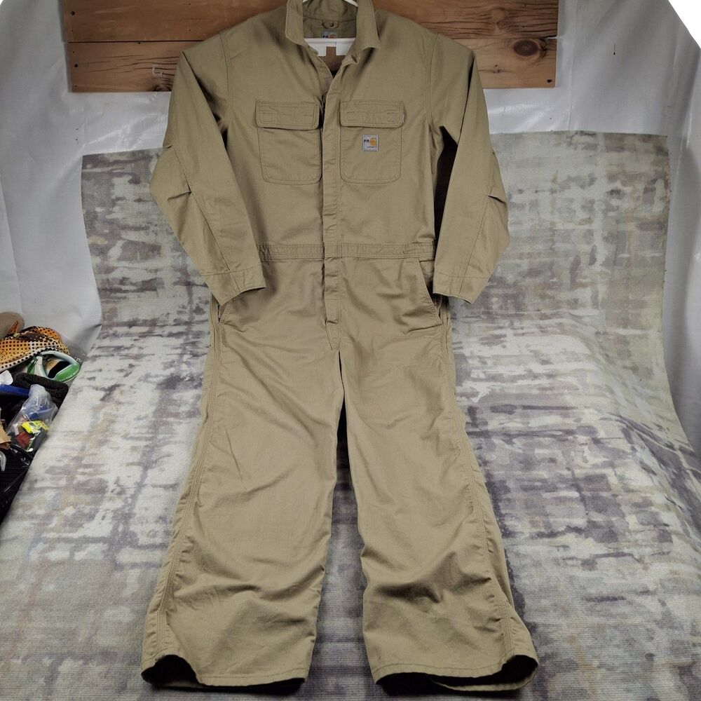 Carhartt FRX010 FR Coveralls Mens 48 Tall Khaki Flame Resistant Jumpsuit Work